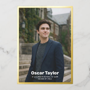 Gold Foil Border Photo Class of 2026 Graduate Card