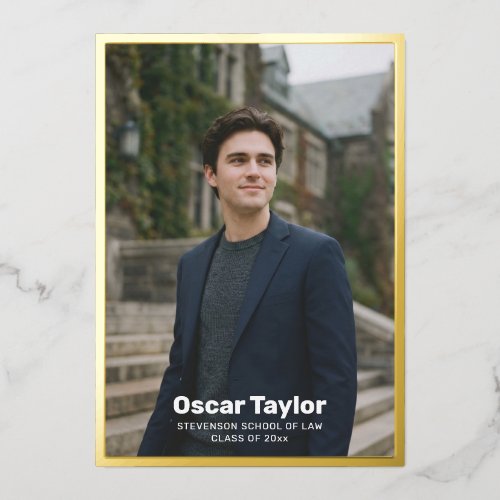 Gold Foil Border Photo Class of 2026 Graduate Card
