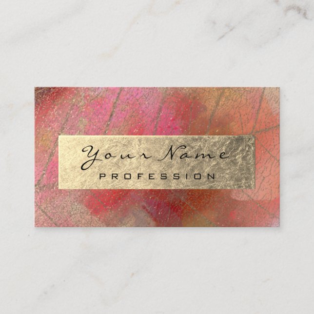 Gold Foil Botanical Abstract Influencer Artist Business Card (Front)