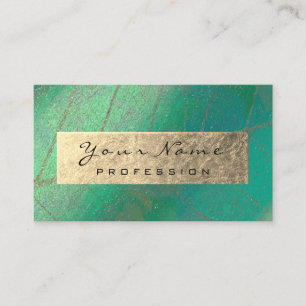 Gold Foil Botanical Brown Couch Therapist Green Business Card