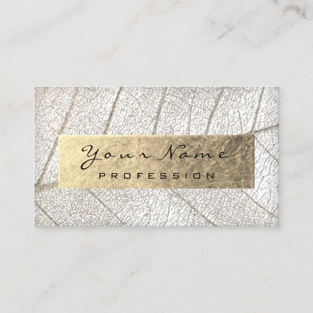Gold Foil Botanical Gray WHITE WRITER BLOGGER Business Card (Front)