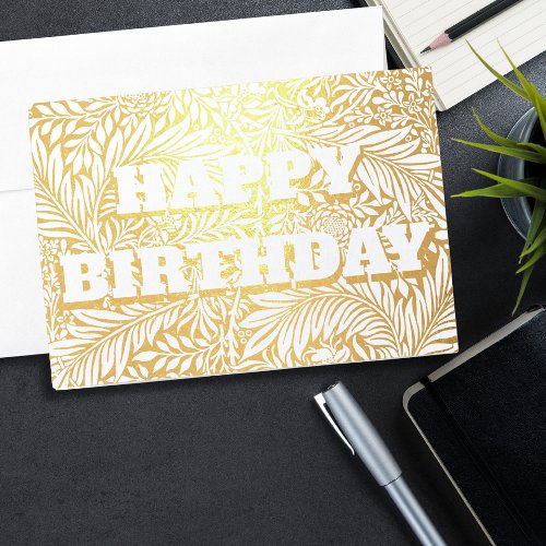 Gold Foil Botanical Happy Birthday Foil Card