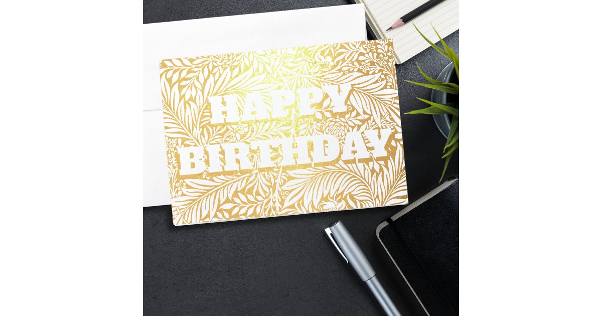 Gold Foil Botanical Happy Birthday Foil Card | Zazzle