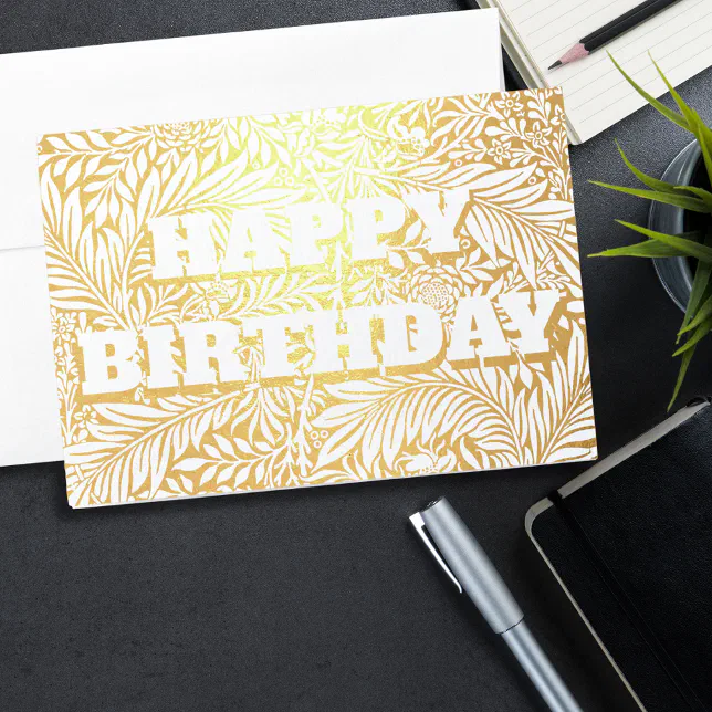 Gold Foil Botanical Happy Birthday Foil Card | Zazzle