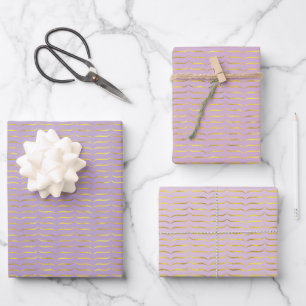 Gold Foil Brackets and Lilac Colored Backgrounds   Wrapping Paper Sheets