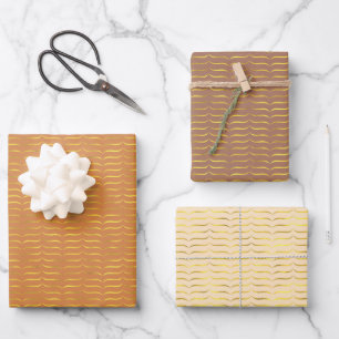 Gold Foil Brackets with Light Colored Backgrounds  Wrapping Paper Sheets