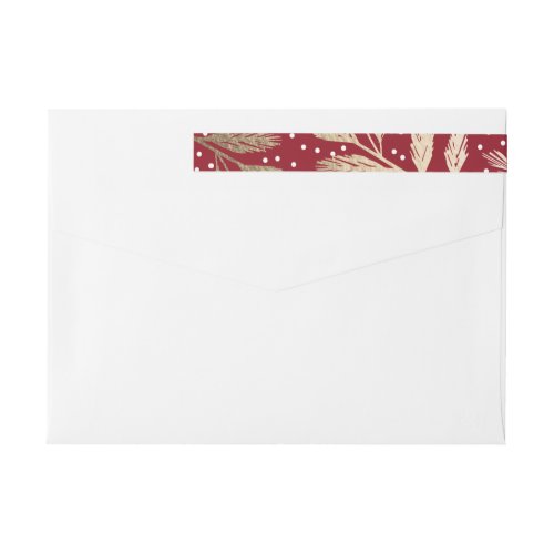 Gold Foil Branches Christmas Card Return Address Wrap Around Label