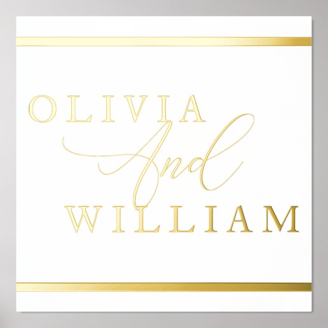 Gold Foil Bride & Groom Names Wedding Welcome Foil Prints (Front)