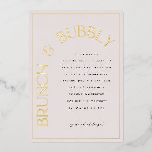 Gold Foil Brunch & Bubbly Bridal Shower Invitation Foil Invitation