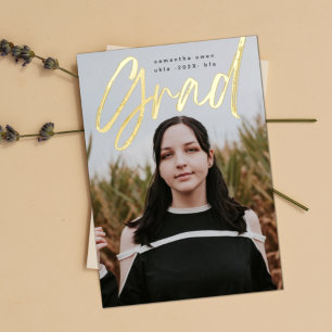 Gold Foil Brush Grad Modern Photo Announcement