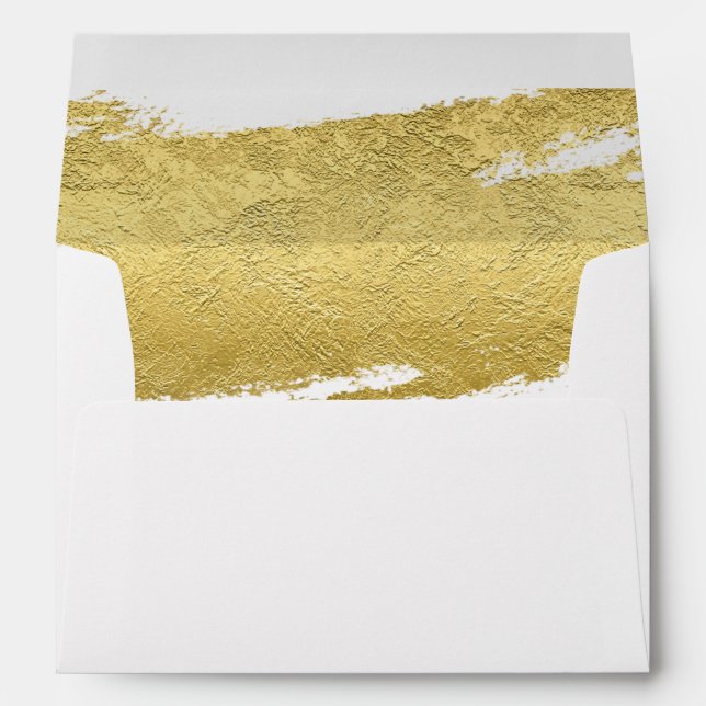 Gold foil brush stroke elegant modern envelope (Back (Bottom))