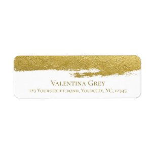Gold foil brush stroke elegant return address label
