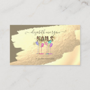 Gold Foil Brush Stroke Sparkle Nail Polish Business Card