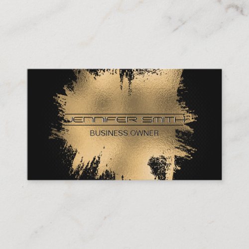 Gold Foil Brushed  Black Mesh Background Business Card