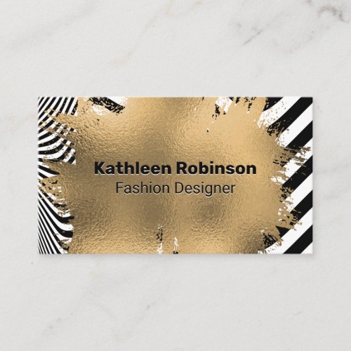 Gold Foil Brushed  Stripes Wave Background Business Card