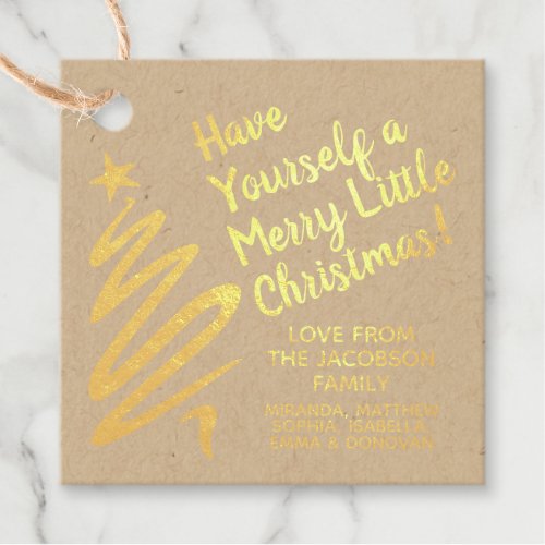 Gold Foil Brushstroke Merry Little Christmas Gift Foil Favor Tags