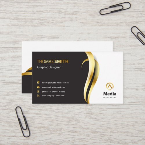 Gold foil business card template with black