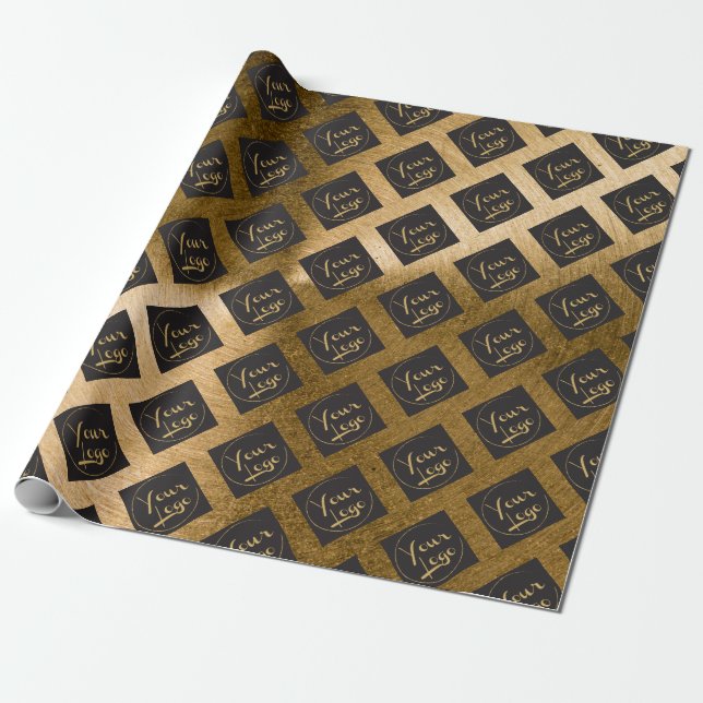 Gold Foil Business Logo Marketing Wrapping Paper (Unrolled)