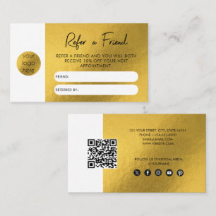 Gold Foil Business Refer A Friend Referral Card