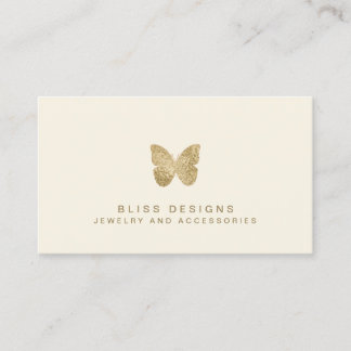 Gold Foil Butterfly Elegant Simple Business Card
