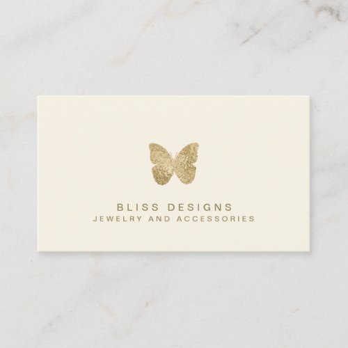 Gold Foil Butterfly Elegant Simple Business Card