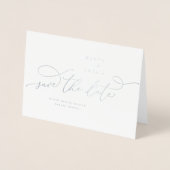 Gold Foil Calligraphy Floral Photo Save The Date Foil Card (Front)