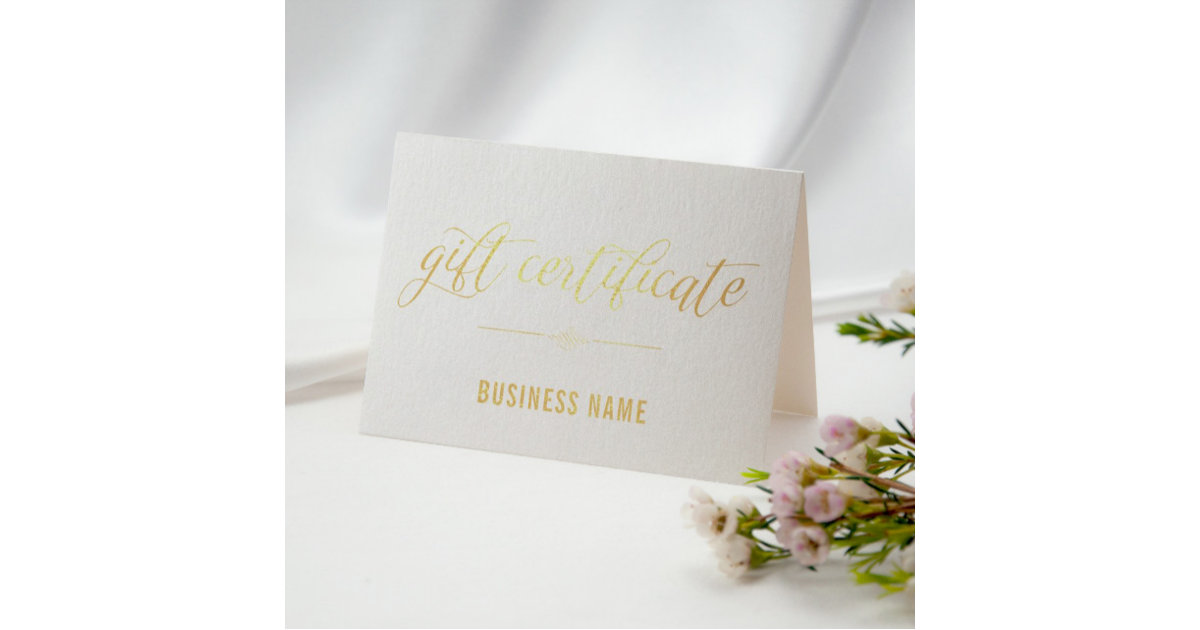 Gold Foil Calligraphy Gift Certificate Foil Card | Zazzle