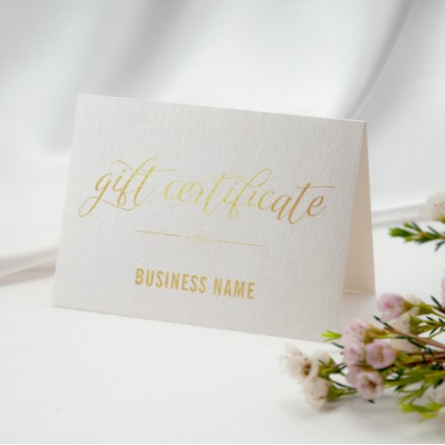Gold Foil Calligraphy Gift Certificate Foil Card