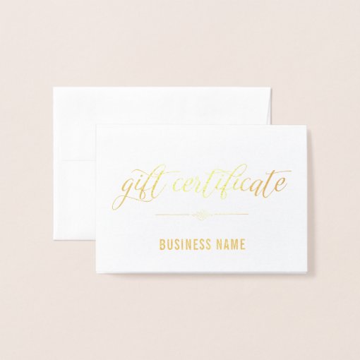 Gold Foil Calligraphy Gift Certificate Foil Card | Zazzle