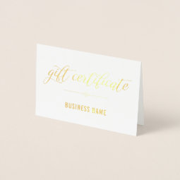 Gold Foil Calligraphy Gift Certificate Foil Card | Zazzle