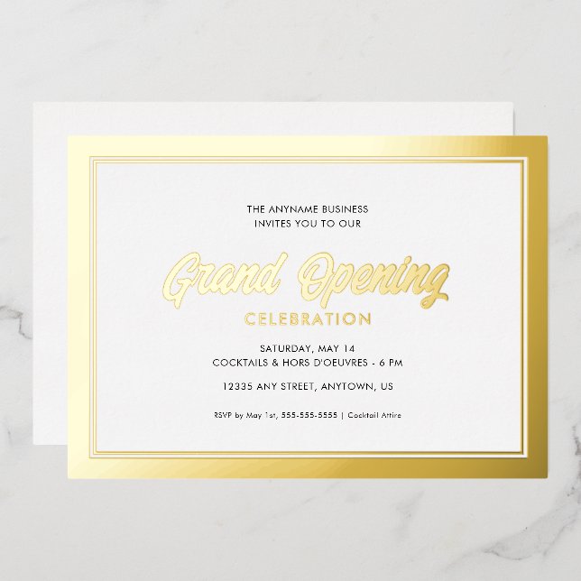 Gold Foil Calligraphy Grand Opening Foil Invitation (Front/Back)