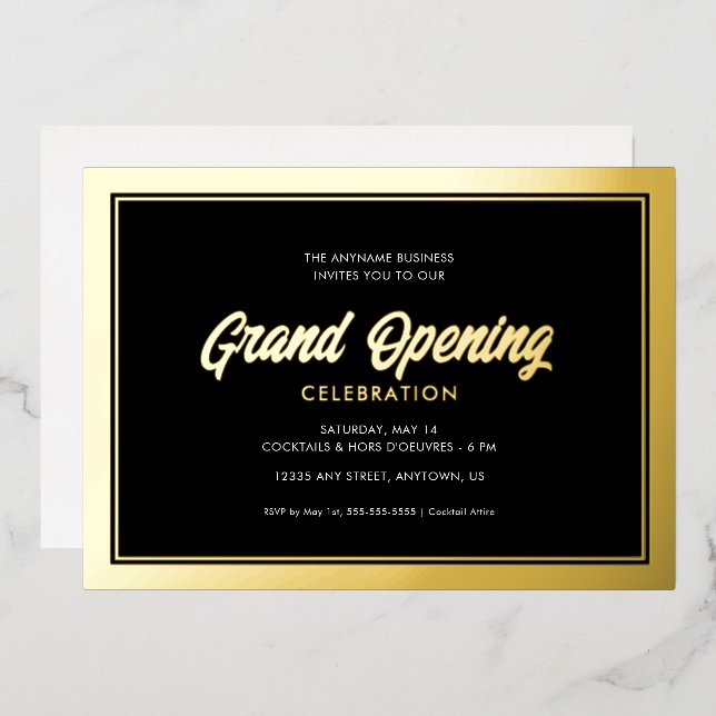 Gold Foil Calligraphy Grand Opening Foil Invitation (Front/Back)