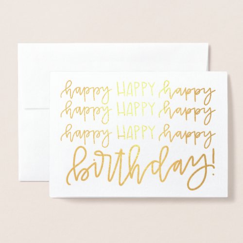 Gold Foil Calligraphy Happy Birthday Card