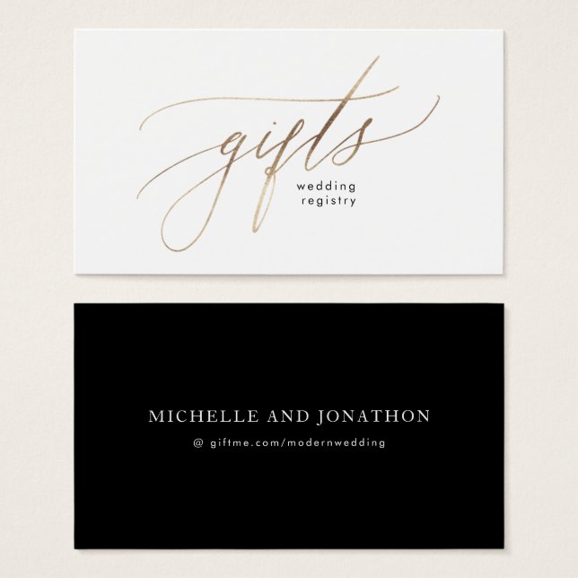 Gold Foil Calligraphy Modern Wedding Gift Registry (Front & Back)