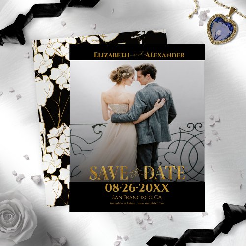 Gold Foil Calligraphy Photo Save the Date