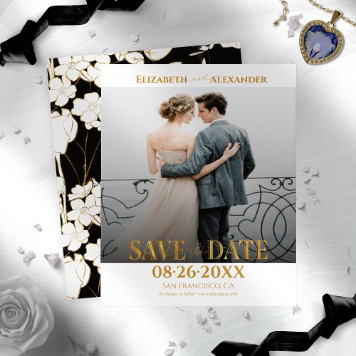 Gold Foil Calligraphy Photo Save the Date
