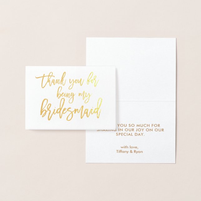 Gold Foil Calligraphy Wedding Thank You Card (Display)