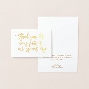 Gold Foil Calligraphy Wedding Thank You Card