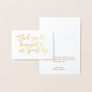 Gold Foil Calligraphy Wedding Thank You Card