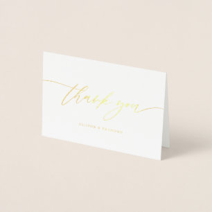 Gold Foil Calligraphy Wedding Thank You Card