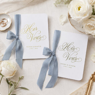 Gold Foil Calligraphy Wedding Vow Book Set