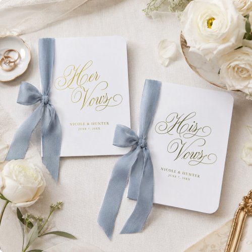 Gold Foil Calligraphy Wedding Vow Book Set