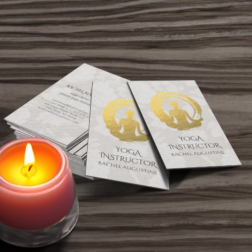 Gold Foil Calligraphy Yoga Meditation  ZEN Symbol Business Card