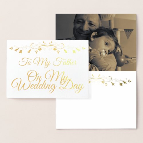 Gold Foil Card To My Father on my Wedding Day