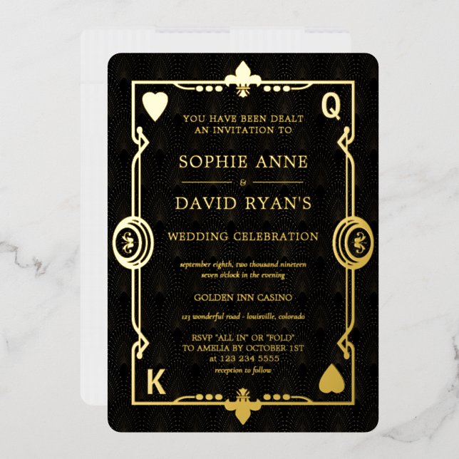 GOLD FOIL Casino Night Las Vegas Poker Wedding  Foil Invitation (Envelope)
