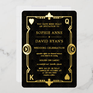 GOLD FOIL Casino Night Las Vegas Poker Wedding  Invitation