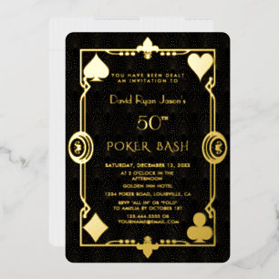 GOLD FOIL Casino Night Poker Bash Man Birthday Invitation