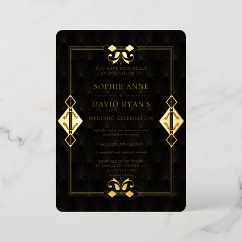 GOLD FOIL Casino Royale Las Vegas Poker Wedding  Foil Invitation