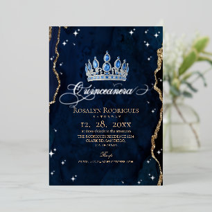 Gold Foil Celestial Stars Princess Quinceanera Invitation