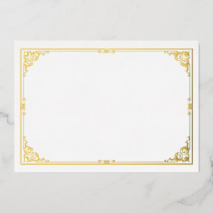 Gold Foil Certificate Page Border Frame Victorian  Invitation